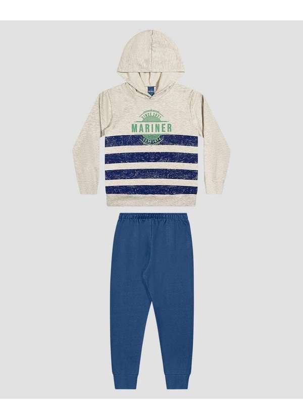 Conjunto Blusão Listrado e Calça Mescla