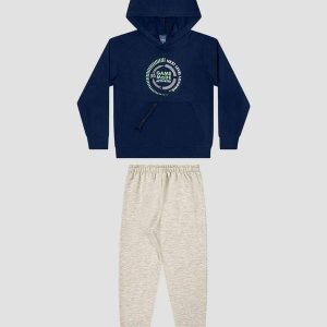 Conjunto Blusão com Bolso Zíper e Calça Azul