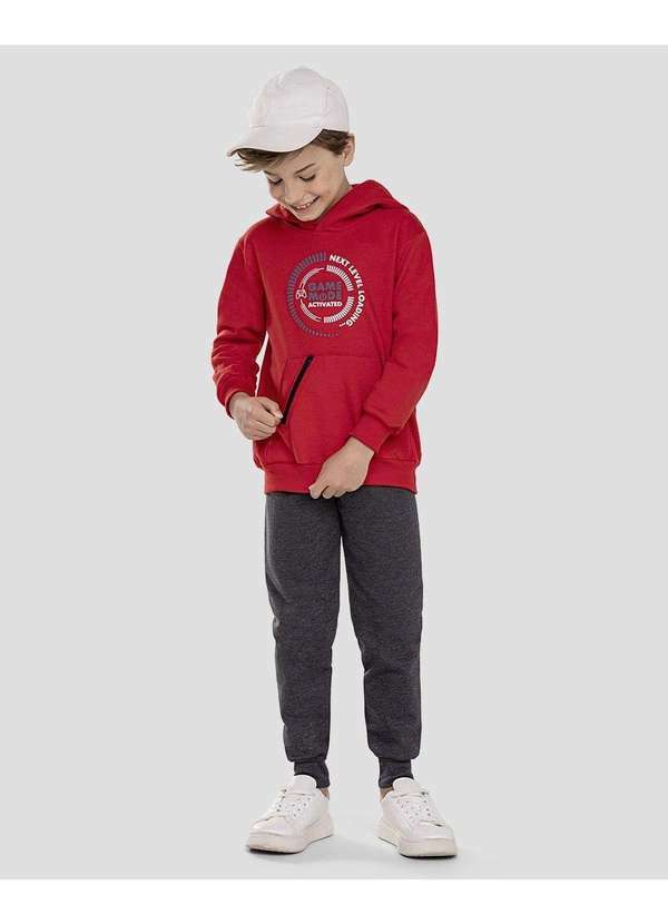 Conjunto Blusão com Bolso Zíper e Calça Vermelho