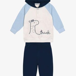 Conjunto Blusao com Capuz e Calca Azul
