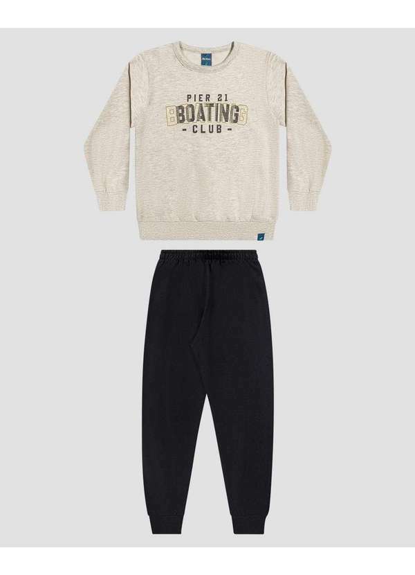 Conjunto Blusão e Calça em Moletom Mescla