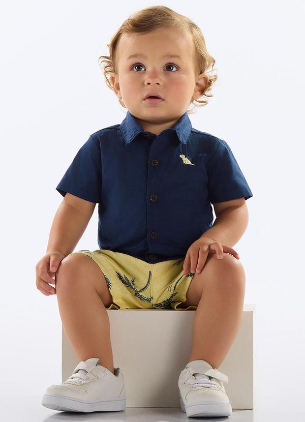 Conjunto Camisa e Bermuda Bebê Azul