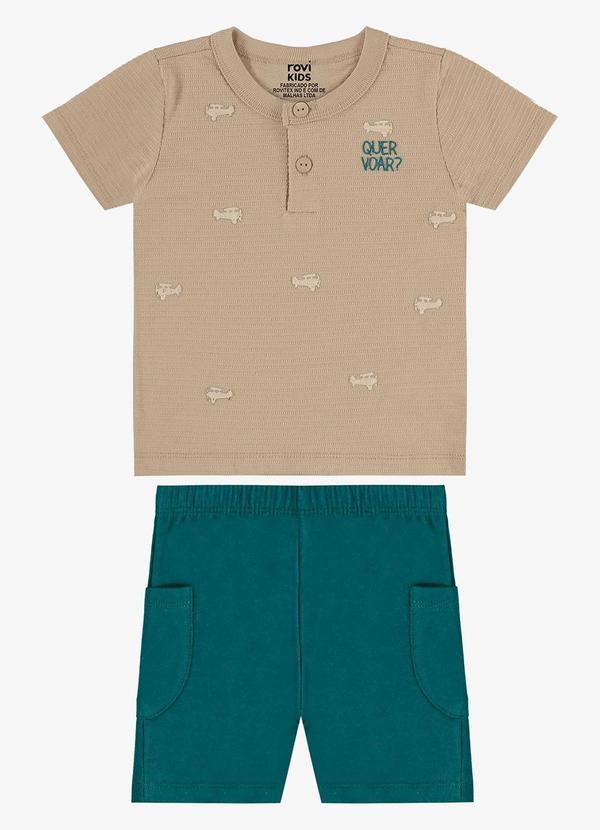 Conjunto Camiseta com Bermuda Infantil Marrom