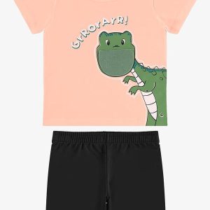 Conjunto Camiseta com Bermuda Infantil Rosa
