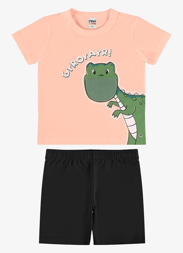 Conjunto Camiseta com Bermuda Infantil Rosa
