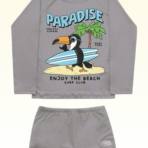 Conjunto Camiseta/Sunga Moda Praia Bege