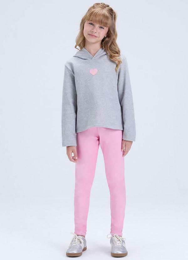 Conjunto Cropped Coração e Legging Cirrê Mescla