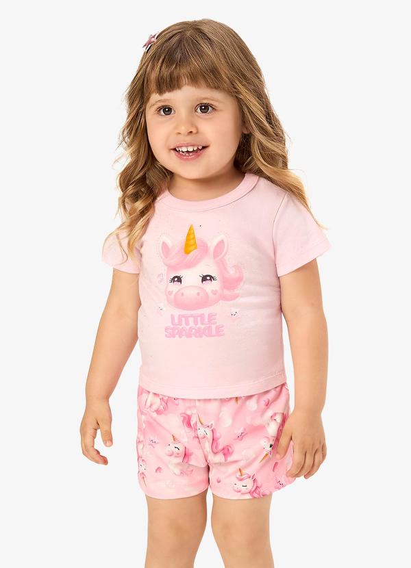 Conjunto Feminino Blusa com Shorts Rosa