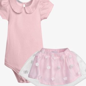 Conjunto Feminino Body com Saia Rosa