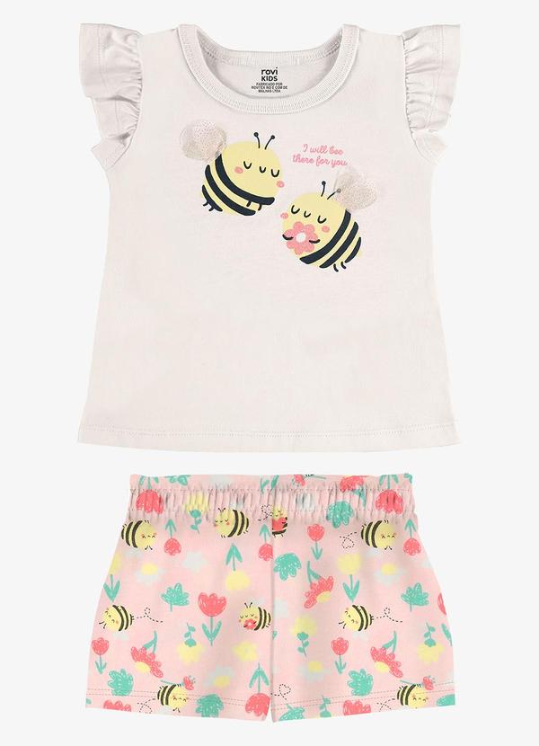 Conjunto Infantil Blusa com Shorts Bege