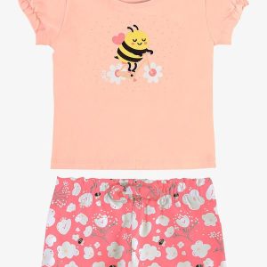 Conjunto Infantil Blusa com Shorts Rosa