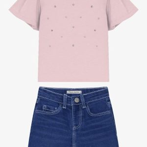 Conjunto Infantil Blusa com Shorts Rosa