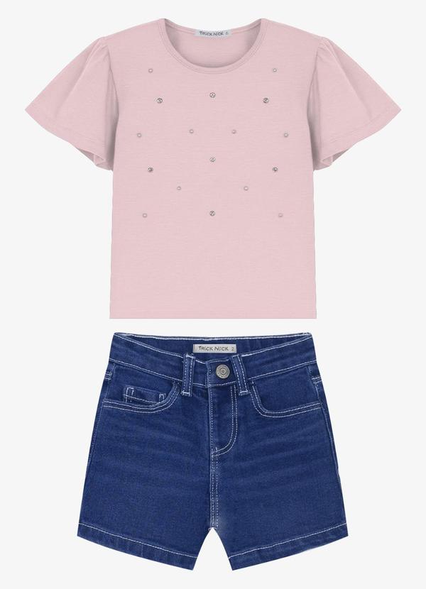 Conjunto Infantil Blusa com Shorts Rosa