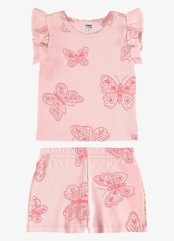 Conjunto Infantil Blusa com Shorts Rosa