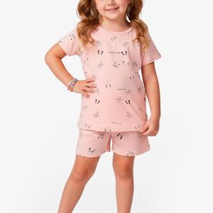 Conjunto Infantil Blusa com Shorts Rosa