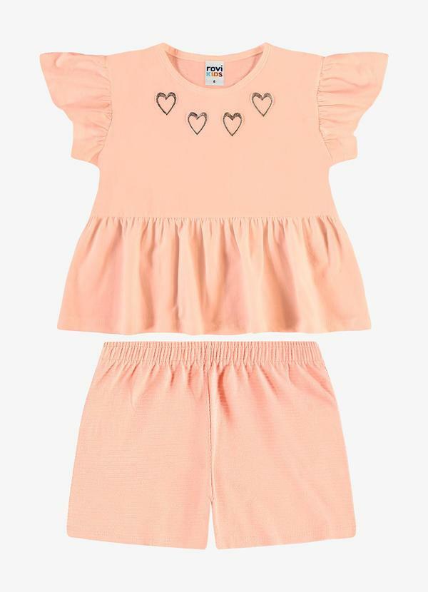 Conjunto Infantil Blusa com Shorts Rosa