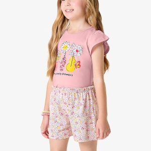 Conjunto Infantil Blusa com Shorts Rosa
