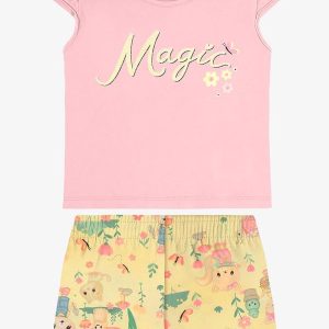 Conjunto Infantil Blusa com Shorts Rosa