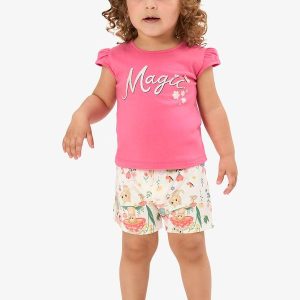 Conjunto Infantil Blusa com Shorts Rosa