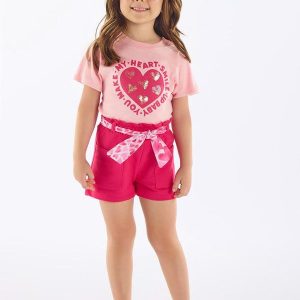 Conjunto Infantil Blusa e Short Rosa