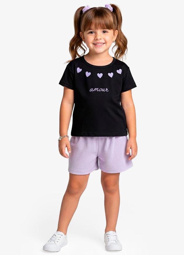 Conjunto Infantil Blusa e Shorts Preto