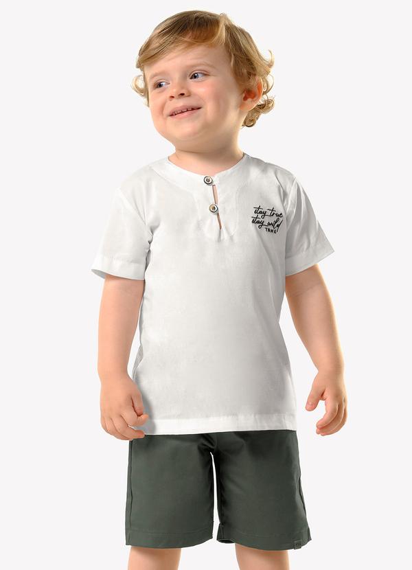 Conjunto Infantil Camisa com Bermuda Bege