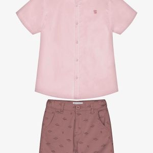 Conjunto Infantil Camisa com Bermuda Rosa