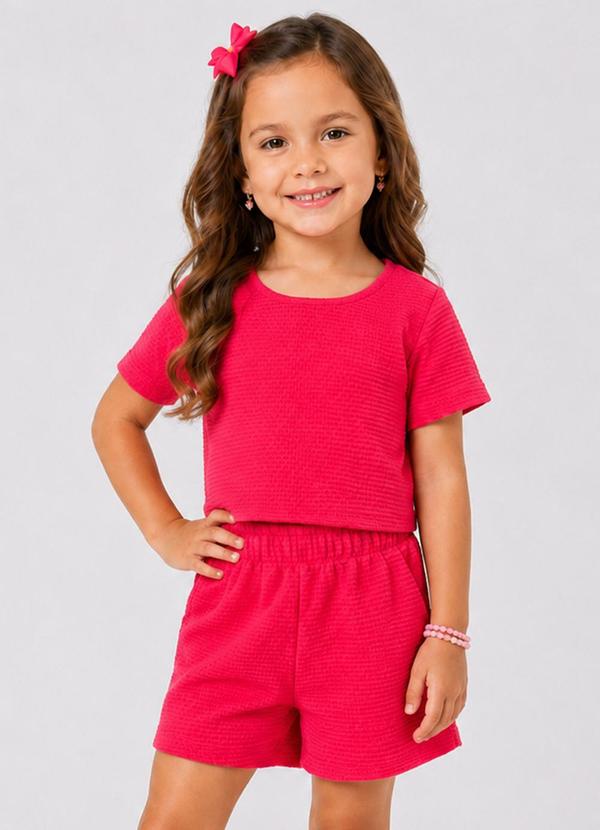 Conjunto Infantil Feminino Blusa e Short Rosa