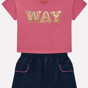 Conjunto Infantil Menina Lettering Rosa