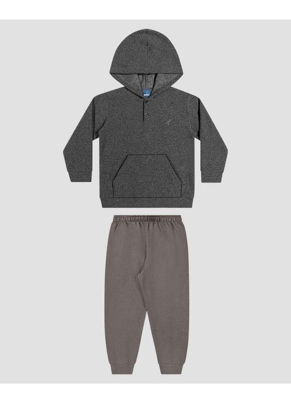 Conjunto Infantil Menino Blusão e Calça em Moletom Cinza