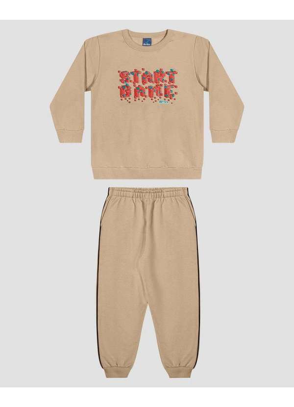 Conjunto Infantil Menino com Blusão e Calça Bege