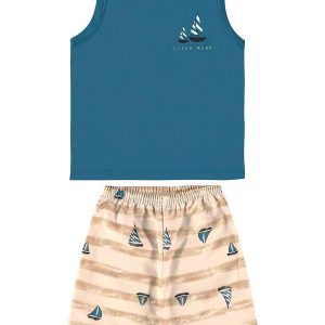 Conjunto Infantil Regata e Bermuda Azul