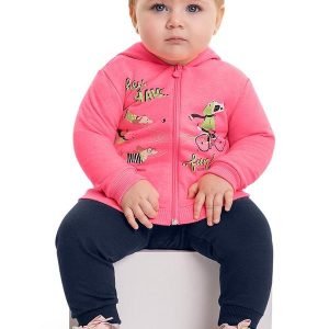 Conjunto Jaqueta e Calça Bebê Menina Rosa