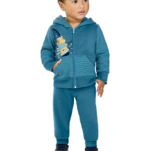 Conjunto Jaqueta e Calça em Moletom Azul