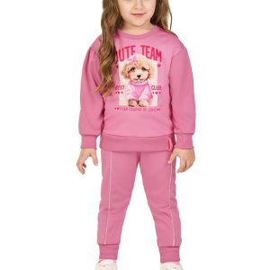 Conjunto Menina Blusão e Calça em Newtech Rosa