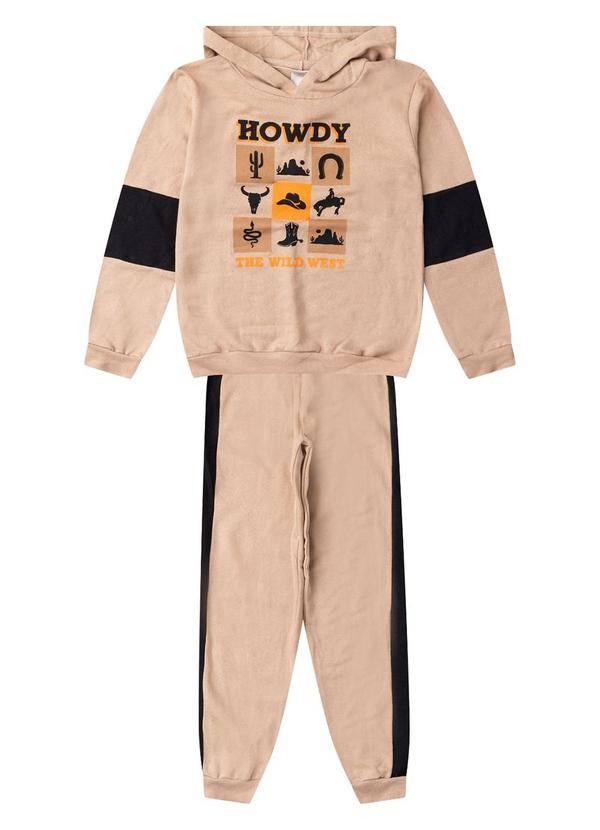 Conjunto Moletom Menino Blusão e Calça Bege