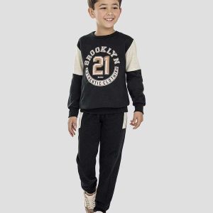 Conjunto Moletom com Recortes Preto