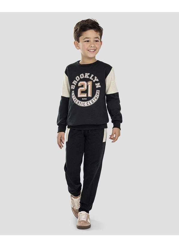 Conjunto Moletom com Recortes Preto
