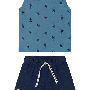 Conjunto Regata Estampada Bermuda Azul