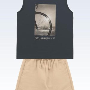 Conjunto Regata e Bermuda Cinza