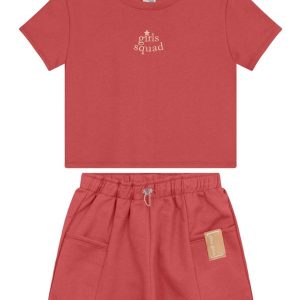 Conjunto Teen Menina em Moletinho Rosa