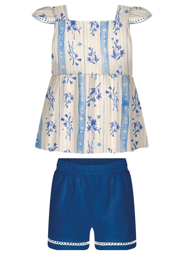 Conjunto com Shorts e Blusa de Alças Azul