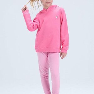 Conjunto de Moletom com Capuz e Pingente Rosa