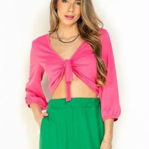 Cropped Rosa com Amarração