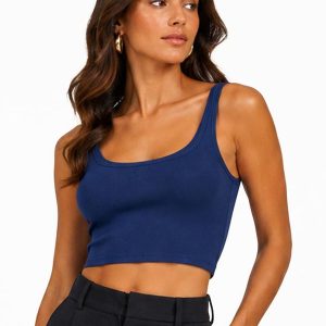 Cropped em Ribana Viscose Azul