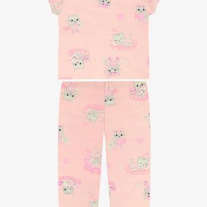 Pijama Blusa com Calça Infantil Rosa