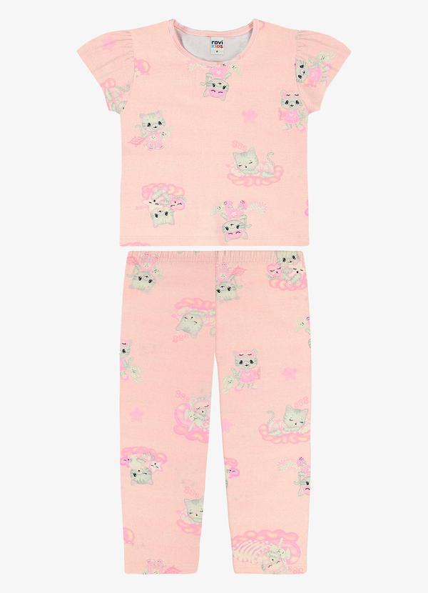 Pijama Blusa com Calça Infantil Rosa