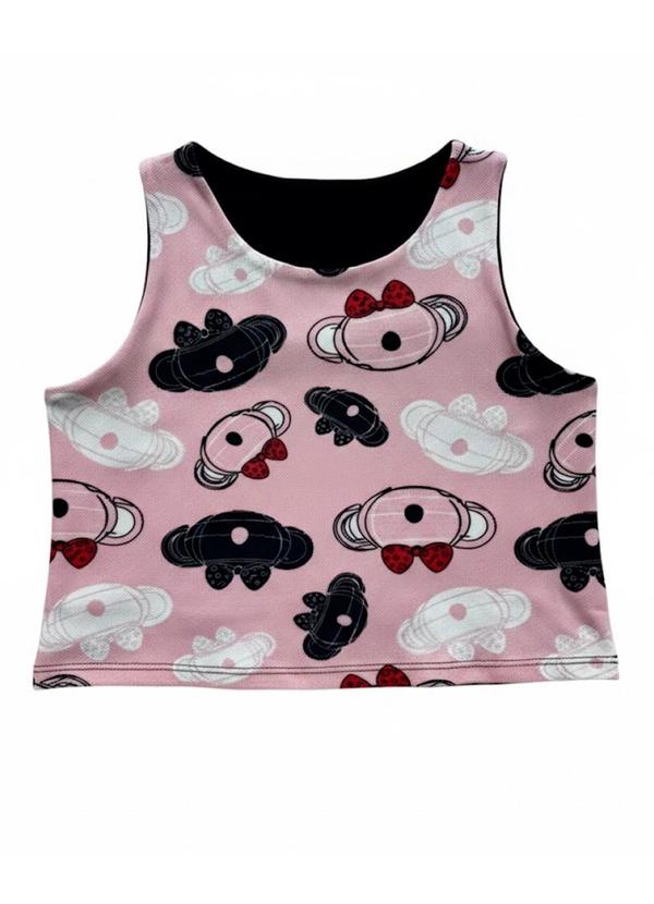 Regata Cropped Estampado Rosa