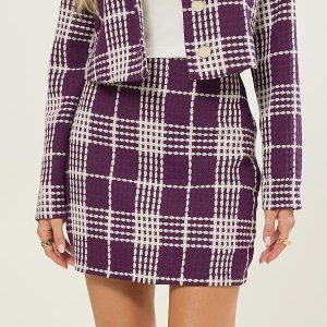 Saia em Tweed Roxo Figo