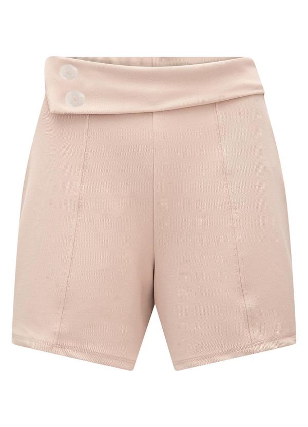 Shorts com Elástico e Botões no Cós Bege
